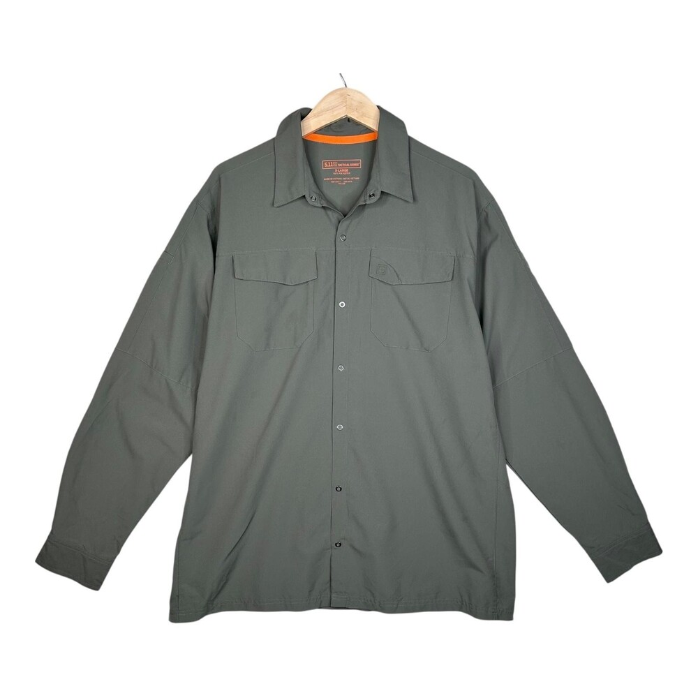 5.11 Tactical Series Shirt Mens XL Green Snap Front Long Sleeve Tactical Work